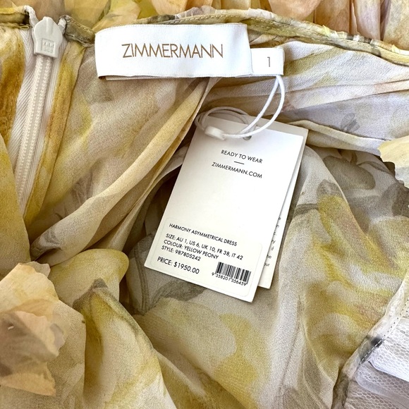 NWT Authentic Zimmerman Asymmetrical Harmony Peony Floral Dress SZ 1  US 6 - Picture 13 of 15